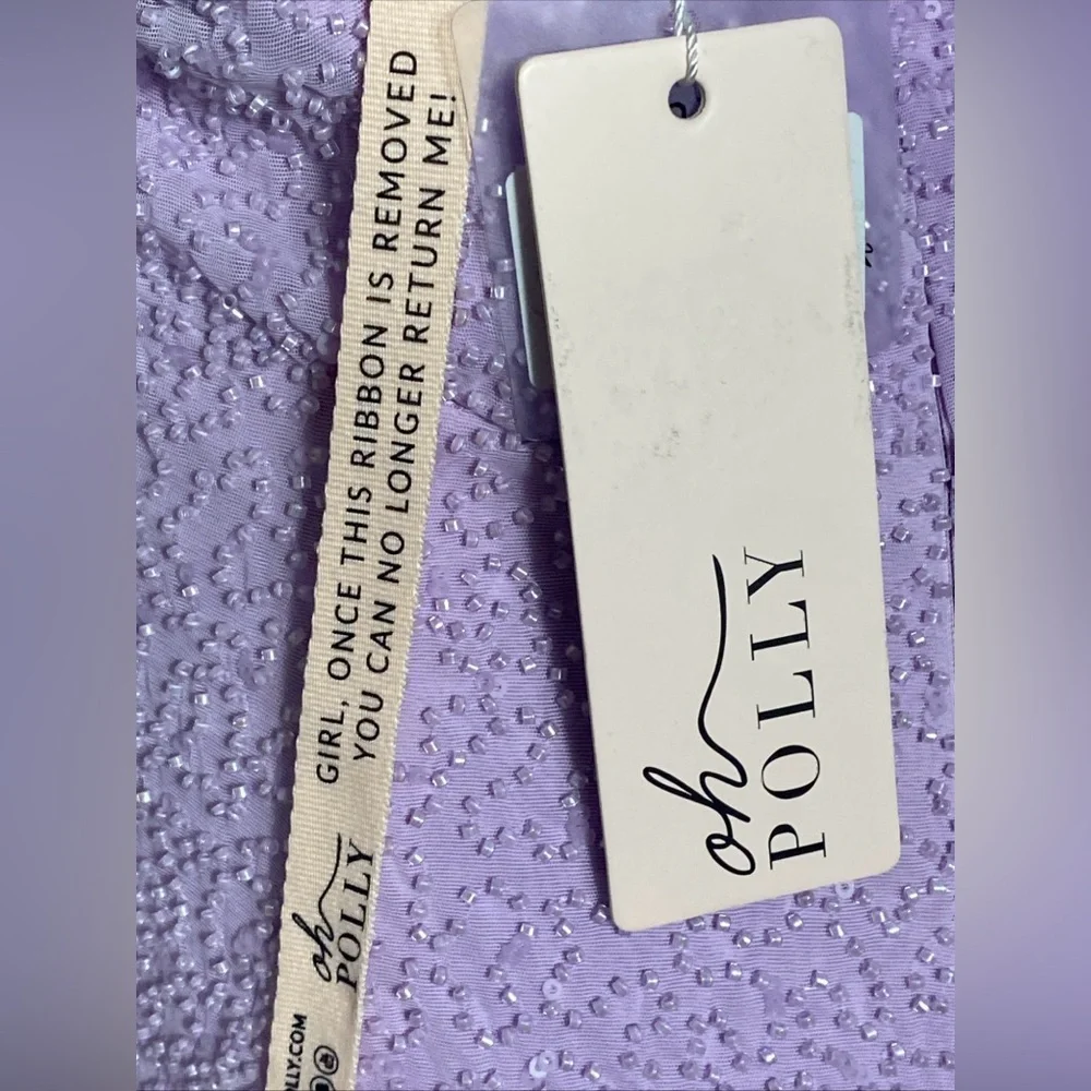Oh Polly Venice Embellished Plunge Halter Neck Midaxi Dress in Lilac Size 10 - Picture 12 of 16